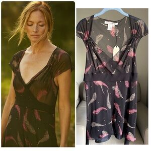 NWT 100% Silk Layered Shell Top Blouse Sz L Black V Neck Tie Back Sheer Studio M